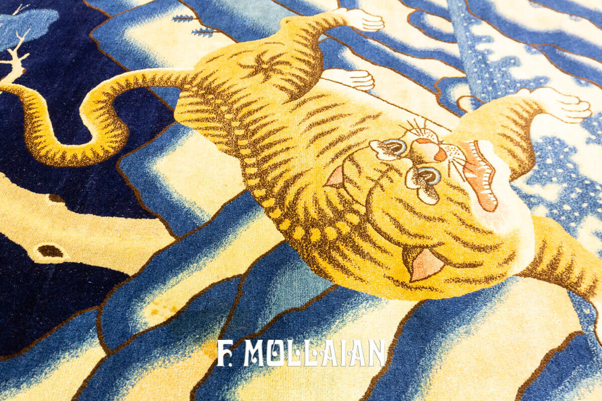 Antique Peking Tiger design pictorial Hand-knotted Rug n°:351408
